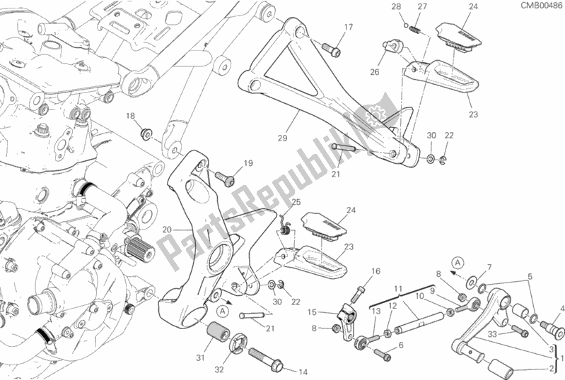 All parts for the Footrests, Left of the Ducati Monster 821 Thailand 2020